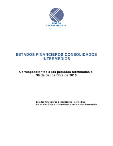 Thumbnail Minera Valparaíso Quarterly Report 2016-q3