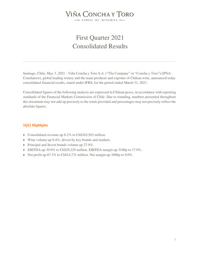 Thumbnail Viña Concha y Toro Quarterly Report 2021-q1