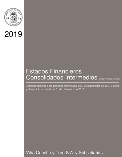 Thumbnail Viña Concha y Toro Quarterly Report 2019-q3