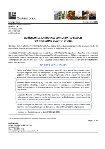 Thumbnail Quiñenco
 Quarterly Report 2021-q2