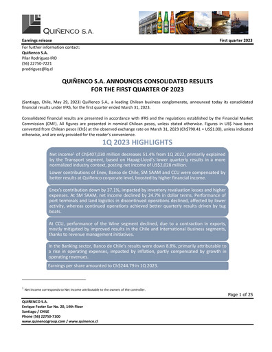 Thumbnail Quiñenco
 Quarterly Report 2023-q1