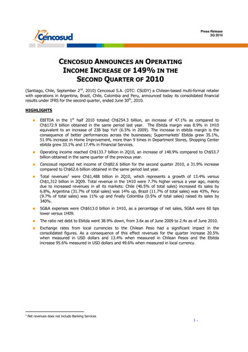 Miniature Cencosud
 Rapport trimestriel 2010-q2