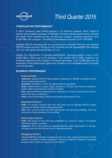 Miniature Cencosud
 Rapport trimestriel 2015-q3