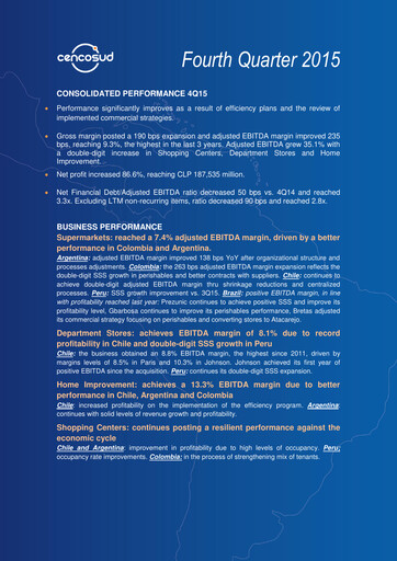 Miniature Cencosud
 Rapport trimestriel 2015-q4