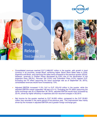 Miniature Cencosud
 Rapport trimestriel 2016-q3
