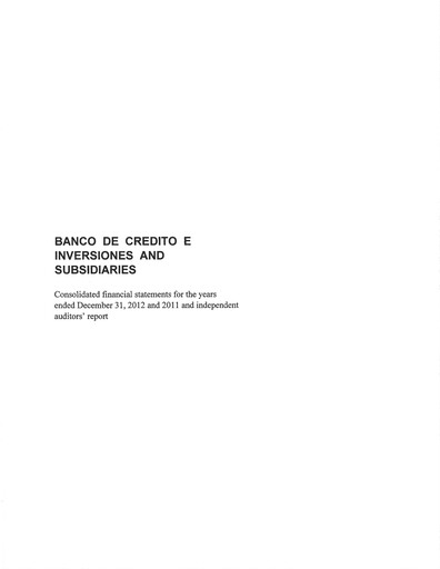 Thumbnail Banco de Crédito e Inversiones
 Financial Statement 2012