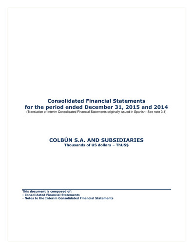 Miniature Colbún Bilan financier 2015