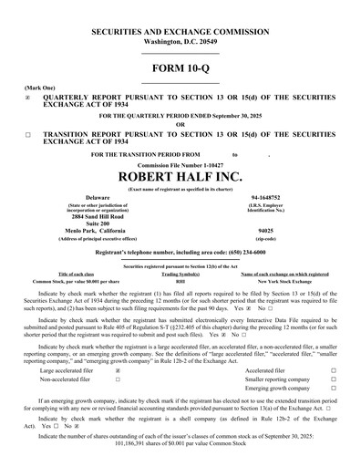 Thumbnail Robert Half Quarterly Report 2025-q3