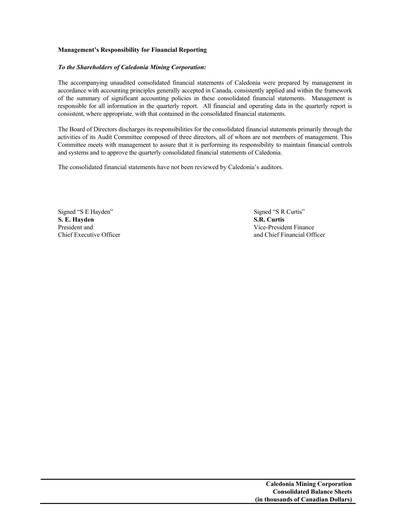 Thumbnail Caledonia Mining Financial Statement 2010-h1