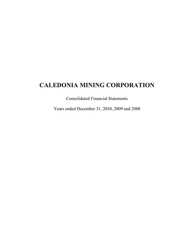 Thumbnail Caledonia Mining Financial Statement 2010