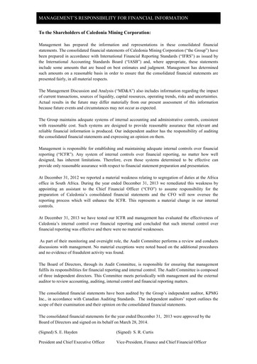 Thumbnail Caledonia Mining Financial Statement 2013