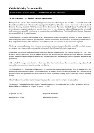 Thumbnail Caledonia Mining Financial Statement 2017-h1