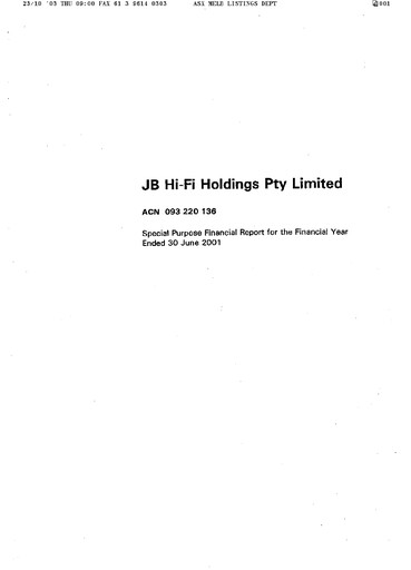 Thumbnail JB Hi-Fi
 Financial Report fy2001