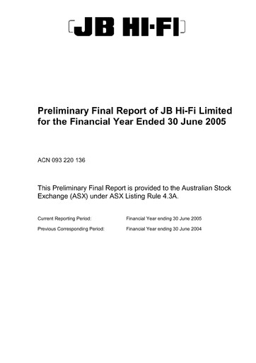 Thumbnail JB Hi-Fi
 Financial Report fy2005
