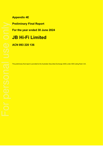 Thumbnail JB Hi-Fi
 Financial Report fy2024