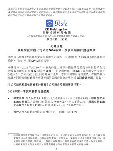 Thumbnail KE Holdings
 Quarterly Report 2026-q1
