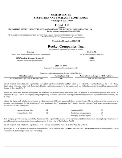 Thumbnail Rocket Companies
 Quarterly Report 2024-q1