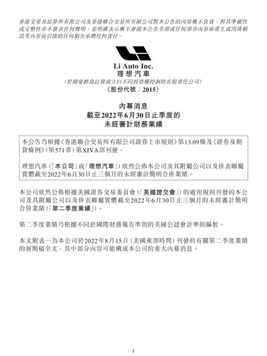 Thumbnail Li Auto Quarterly Report 2022-q2