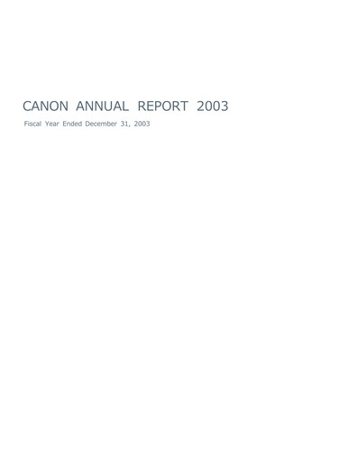 Thumbnail Canon Annual Report 2003