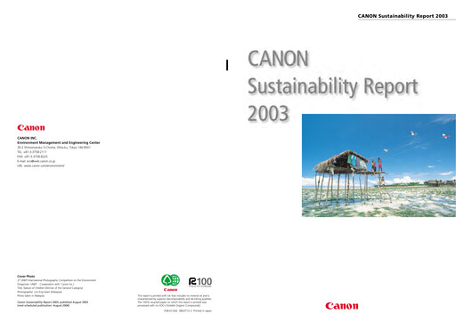 Thumbnail Canon Sustainability Report 2003