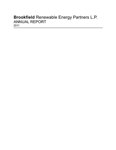 Thumbnail Brookfield Renewable Annual Report 2011