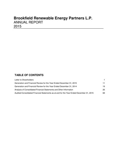 Thumbnail Brookfield Renewable Annual Report 2015