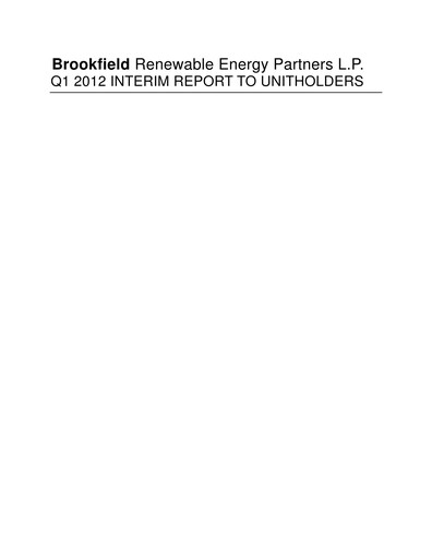 Thumbnail Brookfield Renewable Quarterly Report 2012-q1