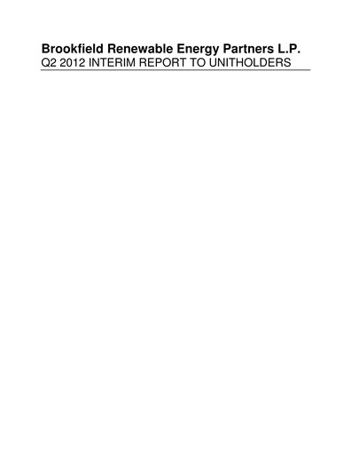 Thumbnail Brookfield Renewable Quarterly Report 2012-q2