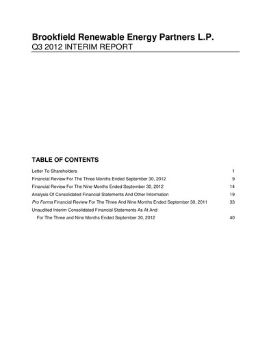 Thumbnail Brookfield Renewable Quarterly Report 2012-q3