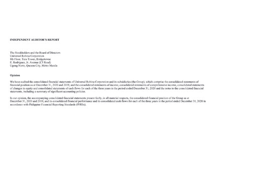 Vorschaubild Universal Robina Corporation Finanzmitteilung 2020