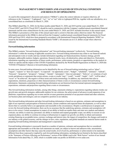 Thumbnail Lightspeed Commerce Financial Report fy2020