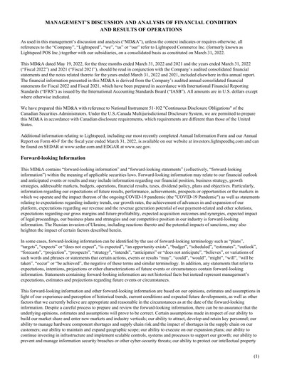 Thumbnail Lightspeed Commerce Financial Report fy2022