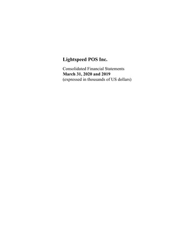 Thumbnail Lightspeed Commerce Financial Statement fy2020
