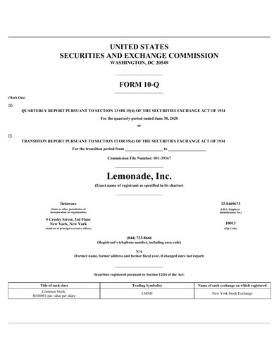 Thumbnail Lemonade Quarterly Report 2020-q2
