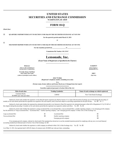 Thumbnail Lemonade Quarterly Report 2021-q1