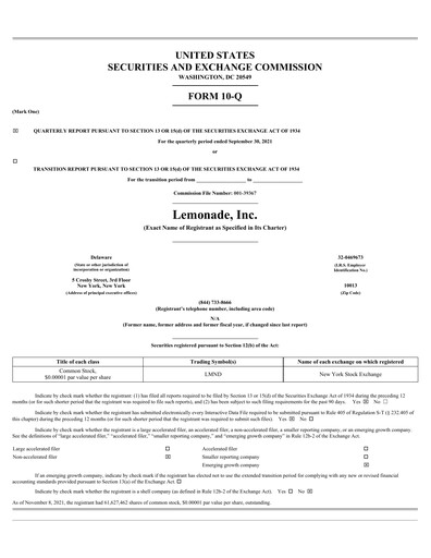 Thumbnail Lemonade Quarterly Report 2021-q3