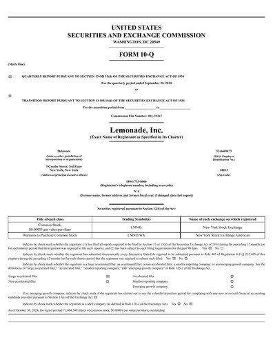 Thumbnail Lemonade Quarterly Report 2024-q3