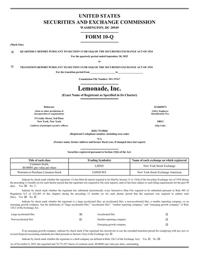 Thumbnail Lemonade Quarterly Report 2025-q3