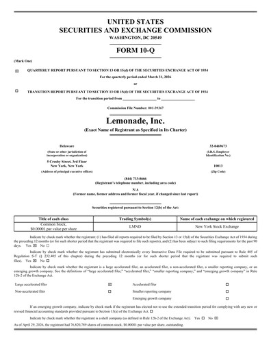 Thumbnail Lemonade Quarterly Report 2026-q1