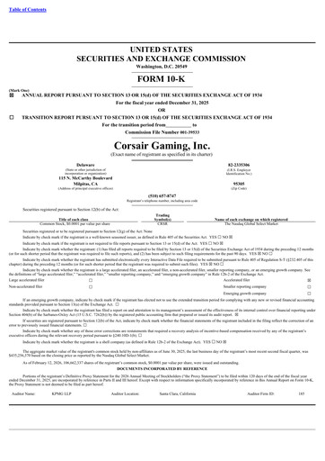 Thumbnail Corsair Gaming
 Annual Report 2025
