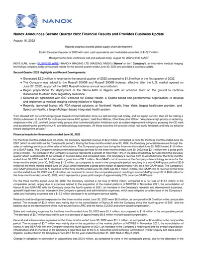 Thumbnail Nano-X Imaging Quarterly Report 2022-q2