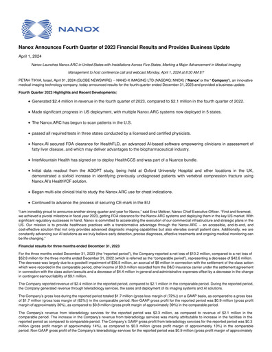 Thumbnail Nano-X Imaging Quarterly Report 2023-q4