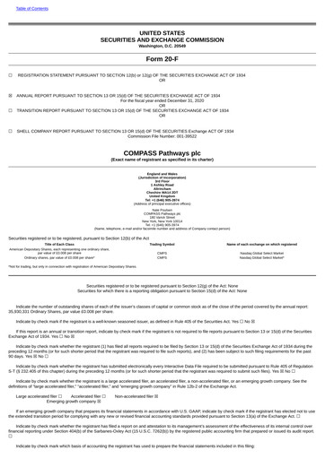 Thumbnail COMPASS Pathways Annual Report 2020