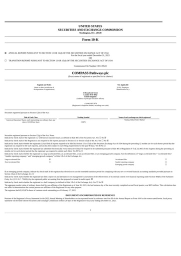Thumbnail COMPASS Pathways Annual Report 2021