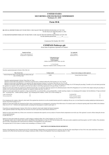 Thumbnail COMPASS Pathways Annual Report 2022
