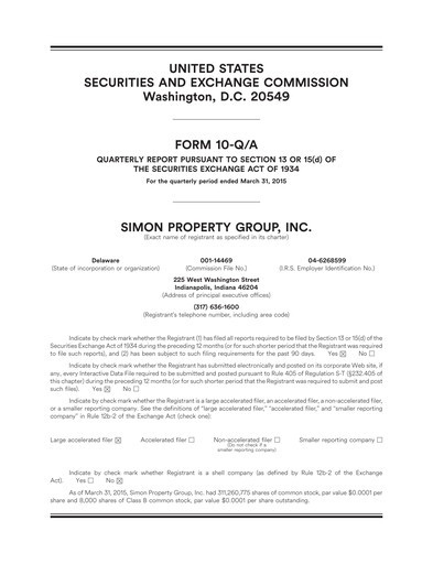 Thumbnail Simon Property Group Quarterly Report 2015-q1