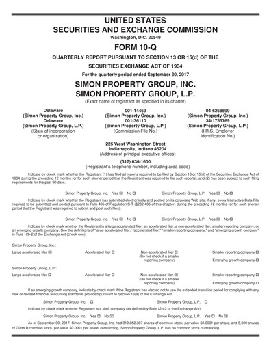 Thumbnail Simon Property Group Quarterly Report 2017-q3