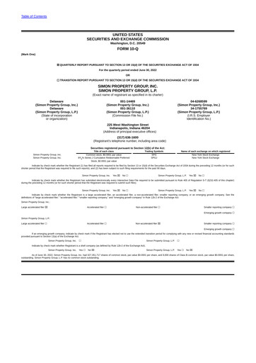 Thumbnail Simon Property Group Quarterly Report 2022-q2