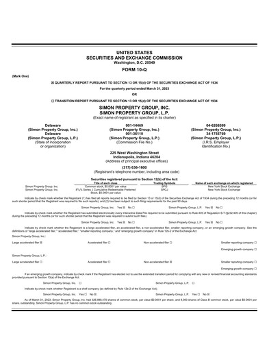 Thumbnail Simon Property Group Quarterly Report 2023-q1
