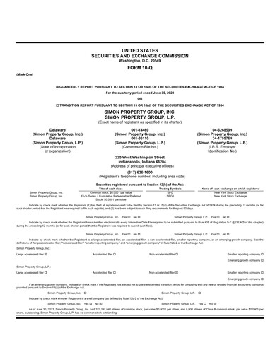 Thumbnail Simon Property Group Quarterly Report 2023-q2